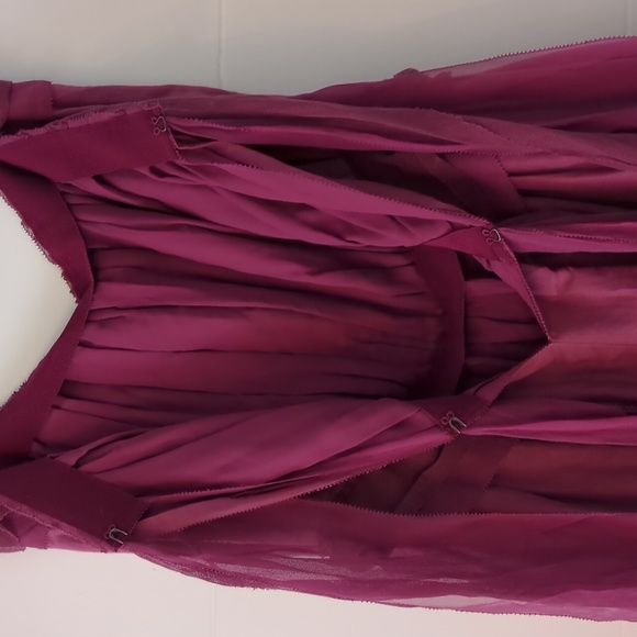 Feminine Silk Blend Flowy Coquette Elegant Pink Strapless Back Bows Midi Dress - Picture 5 of 9